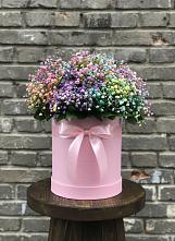 Цветочная композиция из Гипсофила и Розы в шляпной коробке #REPLACE_PRED# Архангельском Воронежской области