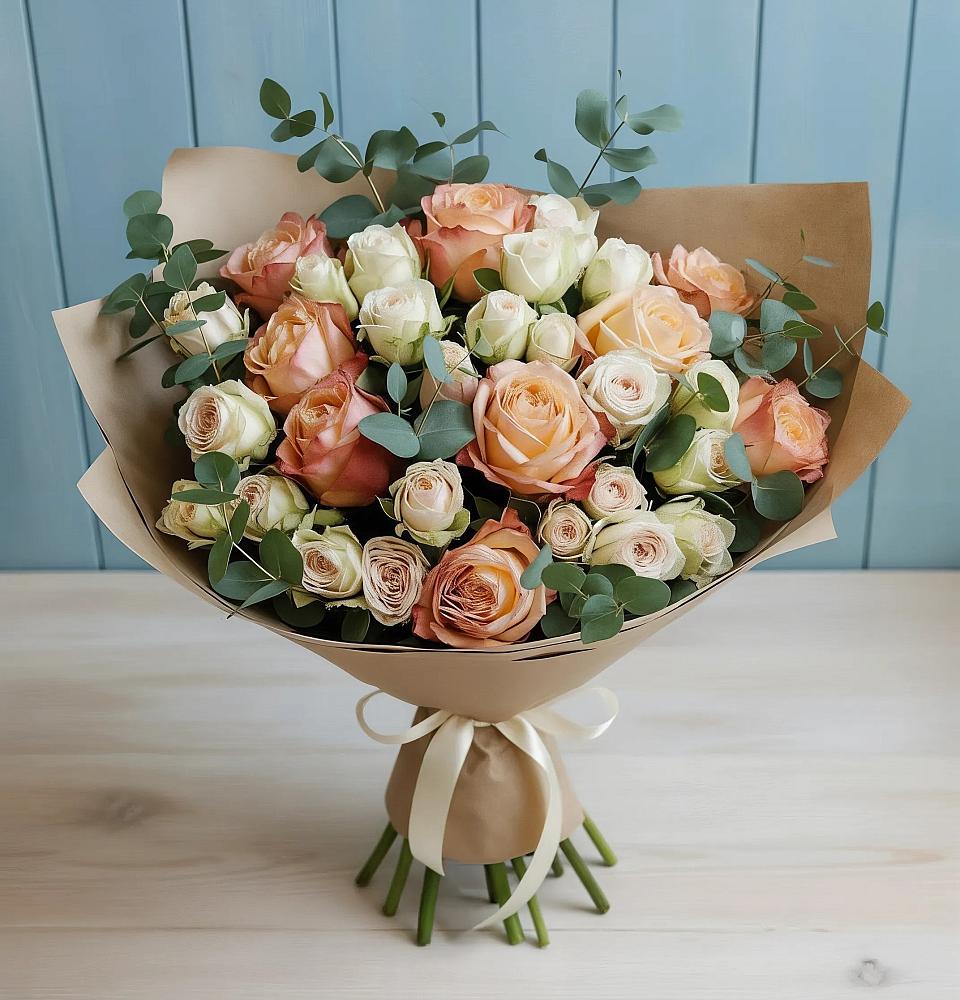 Букет цветов из: Альстромерии и Розы в Архангельском Воронежской области