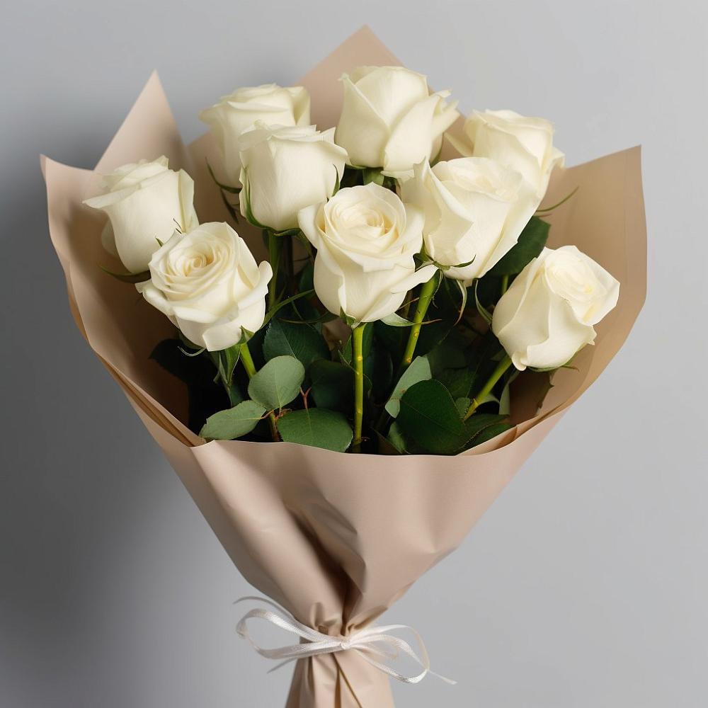 Букет 9 Белых роз Эдлесс Лав в Архангельском Воронежской области