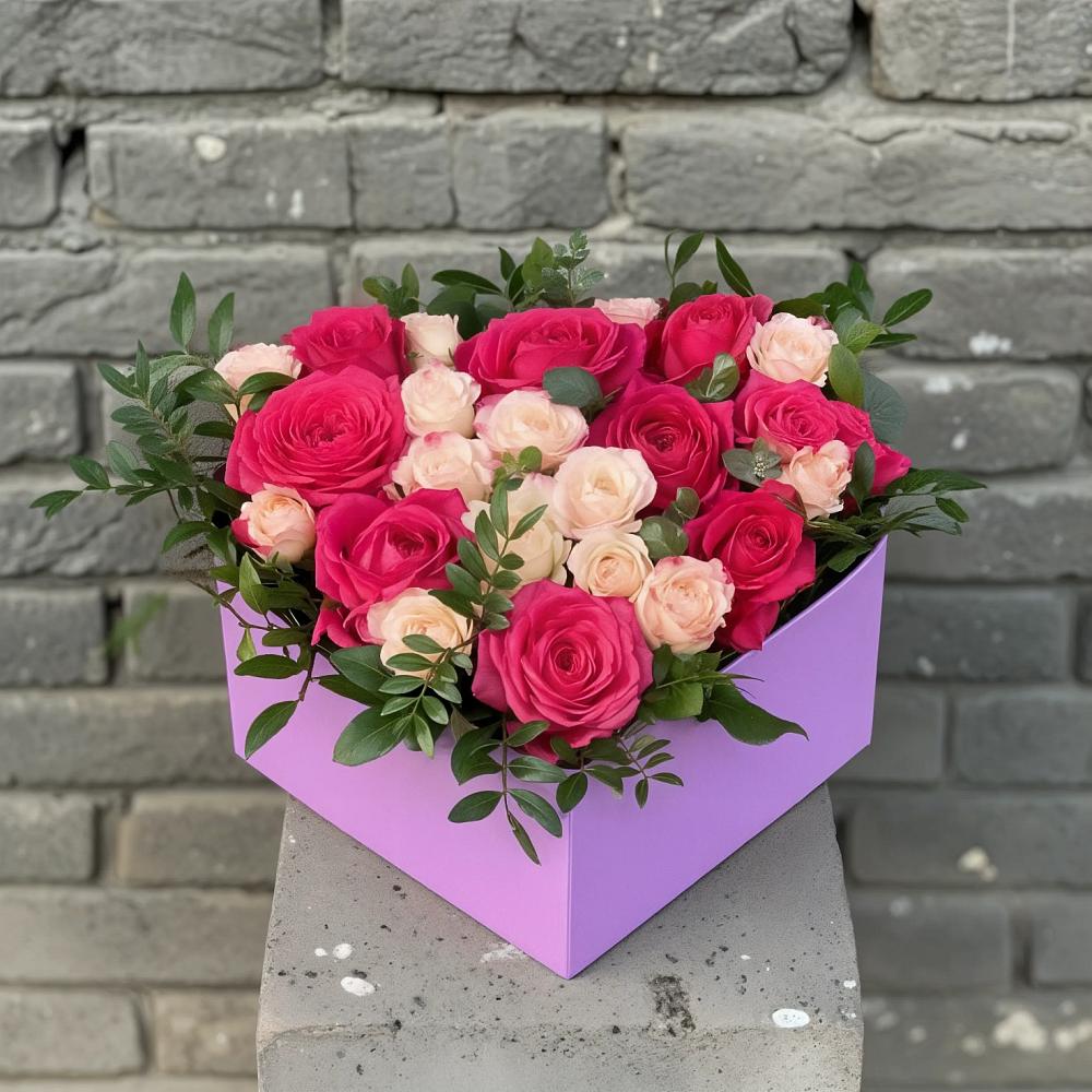 Цветочная композиция из Розы в коробке в Архангельском Воронежской области