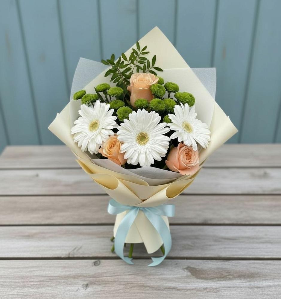 Букет цветов из: Герберы, Розы и Хризантемы в Архангельском Воронежской области