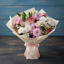 Букет цветов из:  Хризантемы, Альстромерии и Розы #REPLACE_PRED# Архангельском Воронежской области