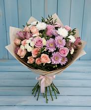 Букет цветов из:  Хризантемы, Розы и Альстромерии в Архангельском Воронежской области