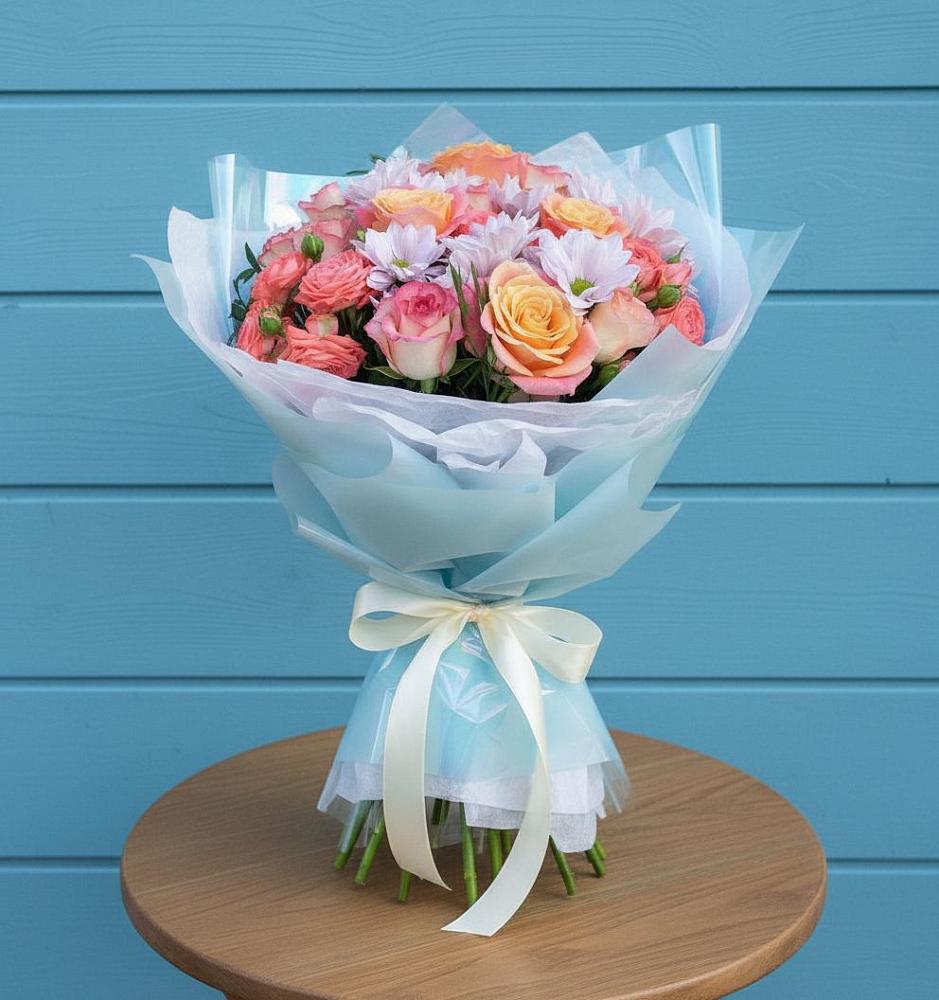 Букет цветов из: Хризантемы и Розы в Архангельском Воронежской области