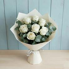 Букет Белые розы в Эвкалипте в Архангельском Воронежской области