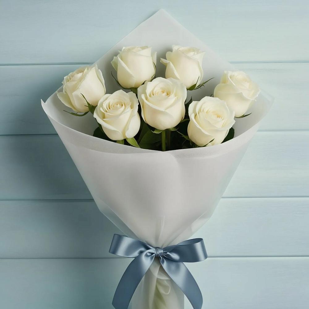 Букет 7 Белых роз Эдлесс Лав в Архангельском Воронежской области