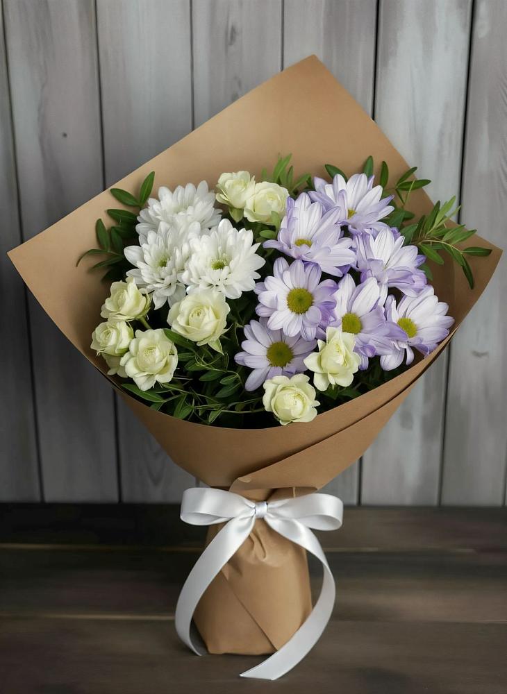 Букет цветов из: Хризантемы и Розы в Архангельском Воронежской области